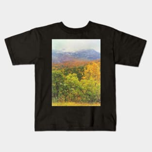 Autumnal Trees and Misty Mountains Kids T-Shirt